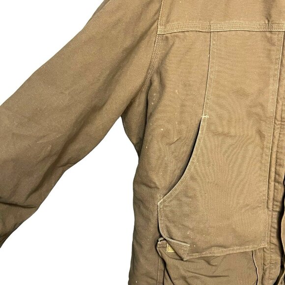 Vintage Carhartt Canvas Quilted Lined Chore Work Jacket Size 2XL Beige Workwear - Picture 6 of 10